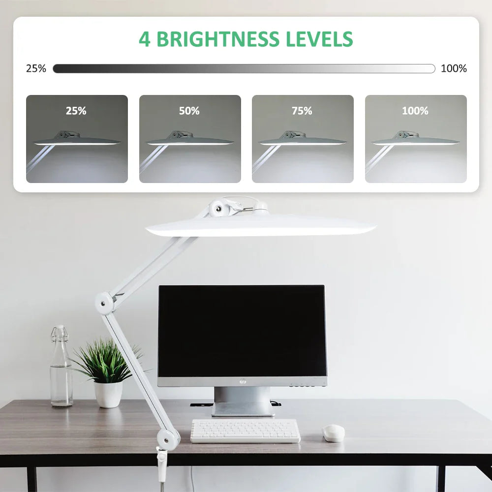 2,200 Lumens LED Task Lamp – Super Bright Desk Light with 117 SMD, 4-Level Dimmable for Home, Office & Beauty Shop