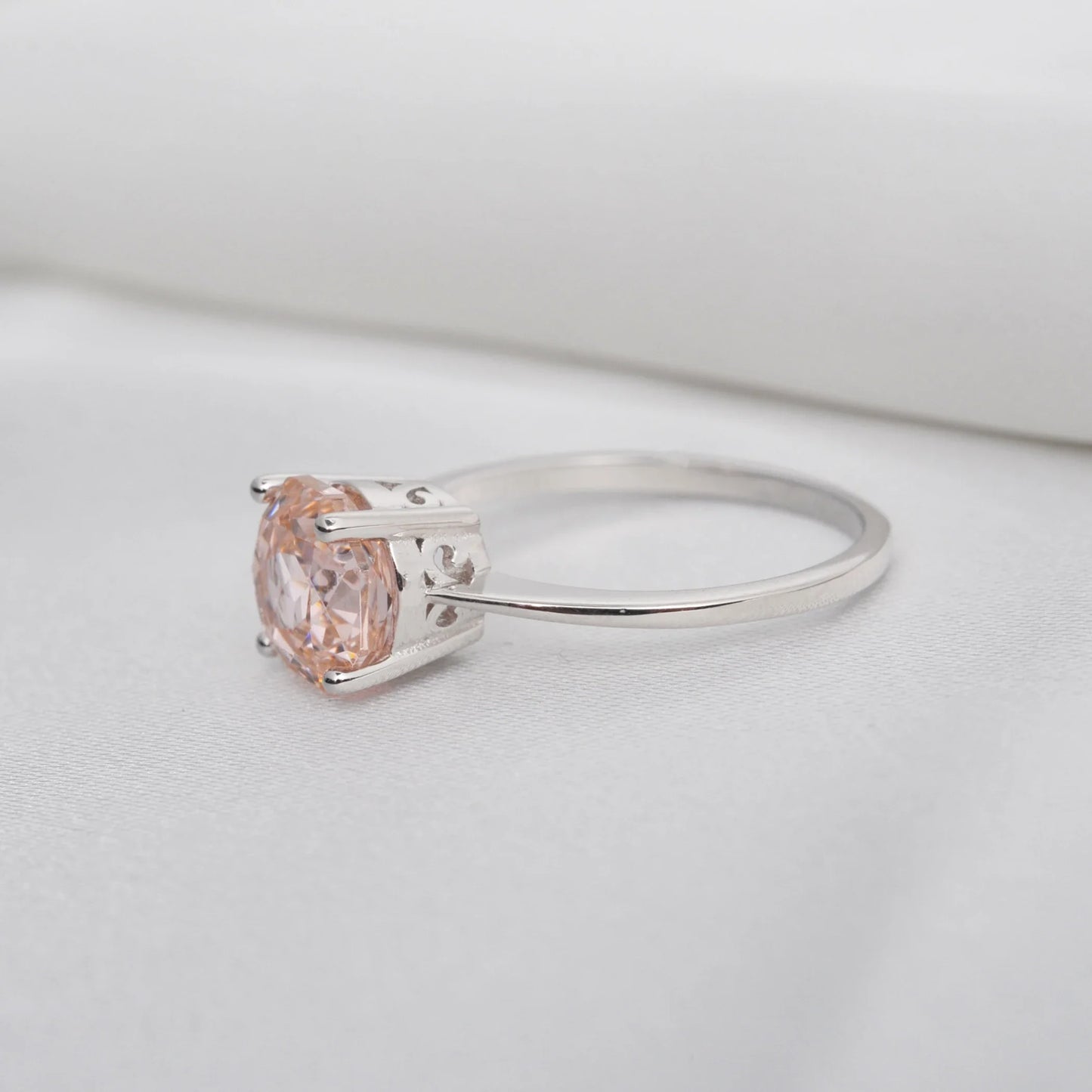 Potiy 2ct Octagon Rose Cut Morganite Pink CZ Solitaire Ring – 925 Sterling Silver Women’s Jewelry Gift with Certificate