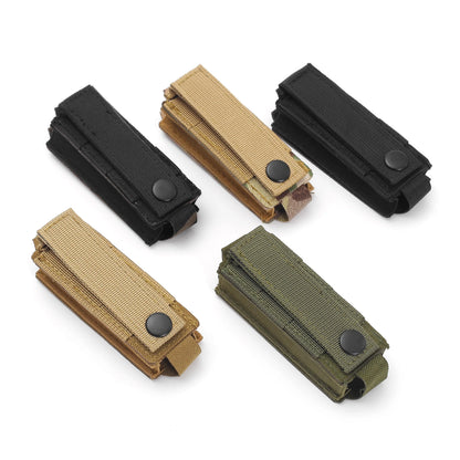 Laser Cut MOLLE 9mm Magazine Pouch – Single Mag Bag for Glock 17, M9 – Includes Flashlight Pouch & Knife Holster – Hunting Gear