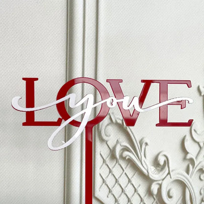 Big Red Love Cake Topper – Acrylic Wedding & Engagement Party Decoration, Valentine’s Day Love Cake Topper