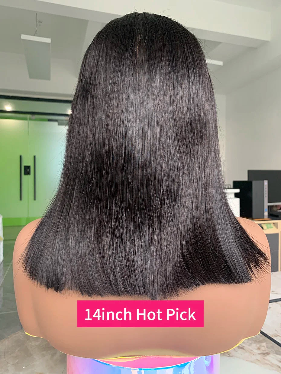 Raw Vietnamese Human Hair Lace Front Wig – 13x6 Bob, Straight Natural Black, 250% Density, 100% Human Hair