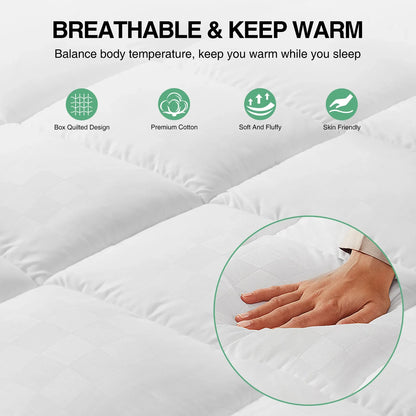 Extra Thick 5D Mattress Pad Cover - Plush Pillow Top for Twin/Full Size with 8-19 Inch Deep Pocket