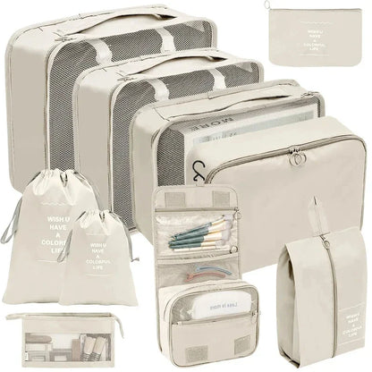 7–10 Pc Travel Organizer Storage Bags Set – Portable Packing Cubes for Suitcase, Clothes, Shoes & Luggage Tidy Pouch