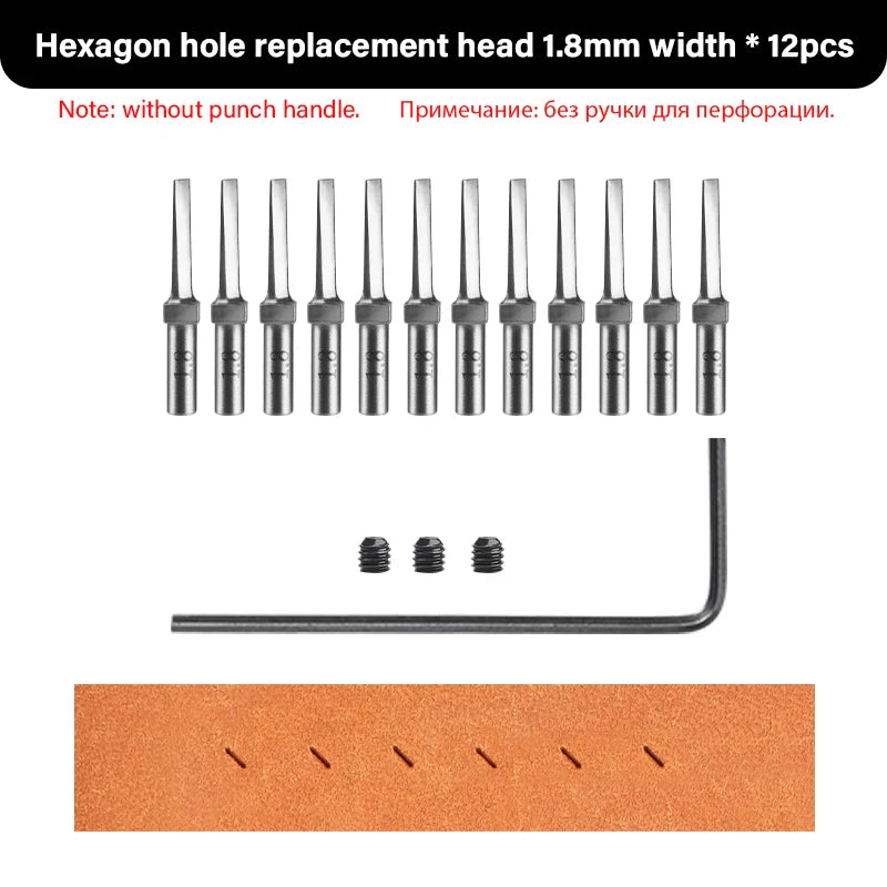 WUTA 3G Replaceable Leather Punch Heads – Diamond, Olive & Round Hole Pricking Irons for DIY Leathercraft