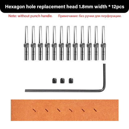 WUTA 3G Replaceable Leather Punch Heads – Diamond, Olive & Round Hole Pricking Irons for DIY Leathercraft