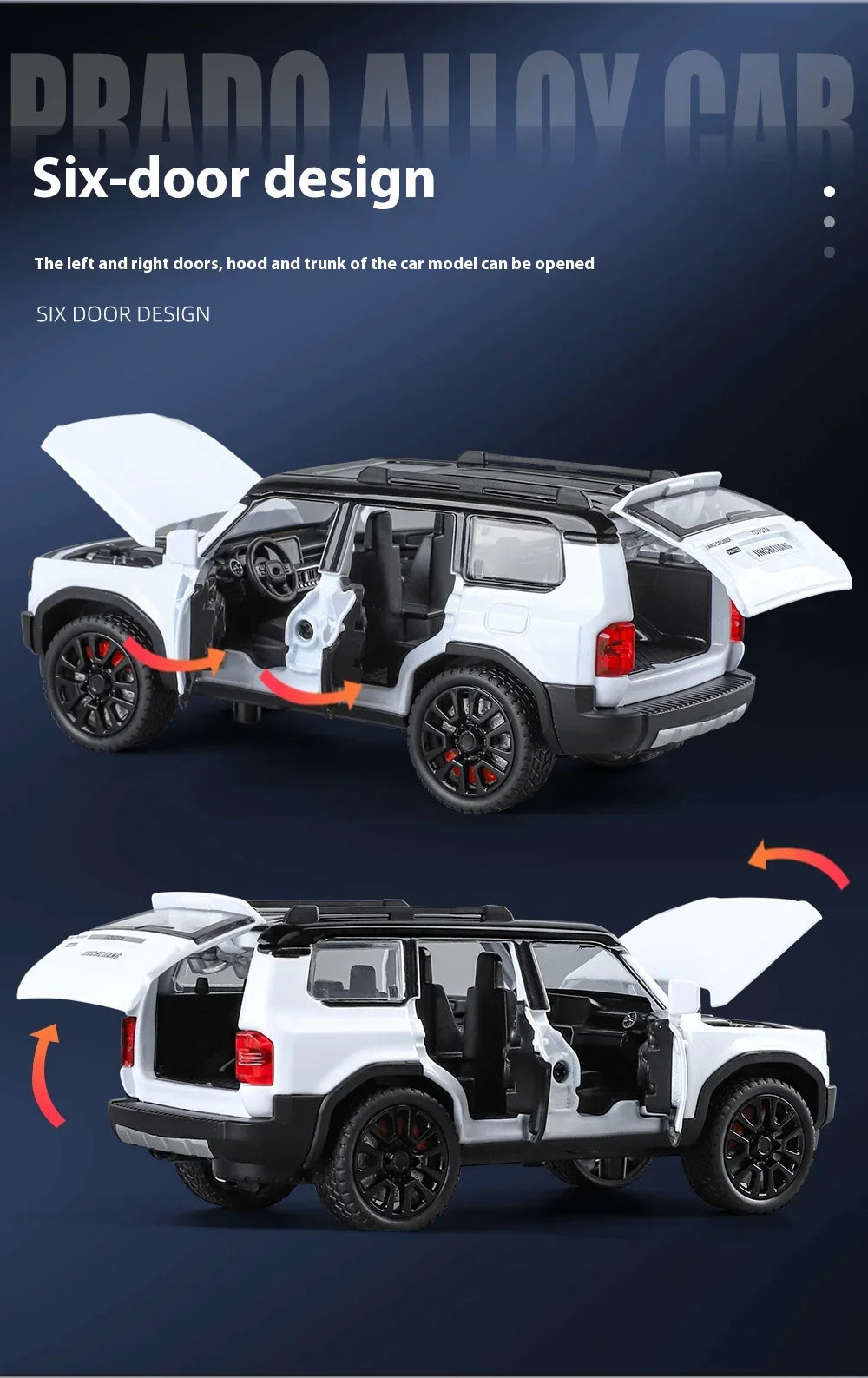 1:32 Toyota Prado Land Cruiser Alloy Diecast Model Car – Off-Road Toy for Kids & Collectible Gift