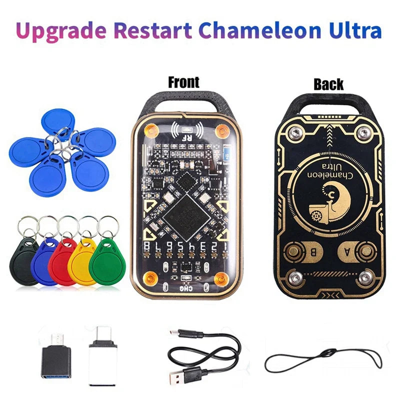 Chameleon Ultra Upgrade Smart Card Emulator – RFID NFC 13.56MHz Reader + 5X UID Keychain, 125KHz Card Decoder & Duplicator