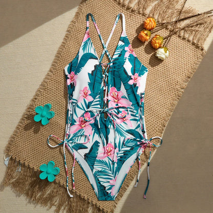 Women’s Floral Tankini Swim Set - Adjustable Strap Vest Top & Drawstring Shorts Bikini Beachwear for Summer