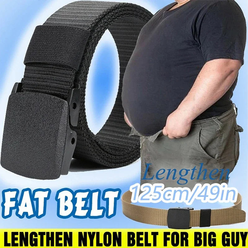 Unisex Plus Size Military Nylon Belt — Automatic Buckle Tactical Canvas Belt for Men and Women, 110-170cm