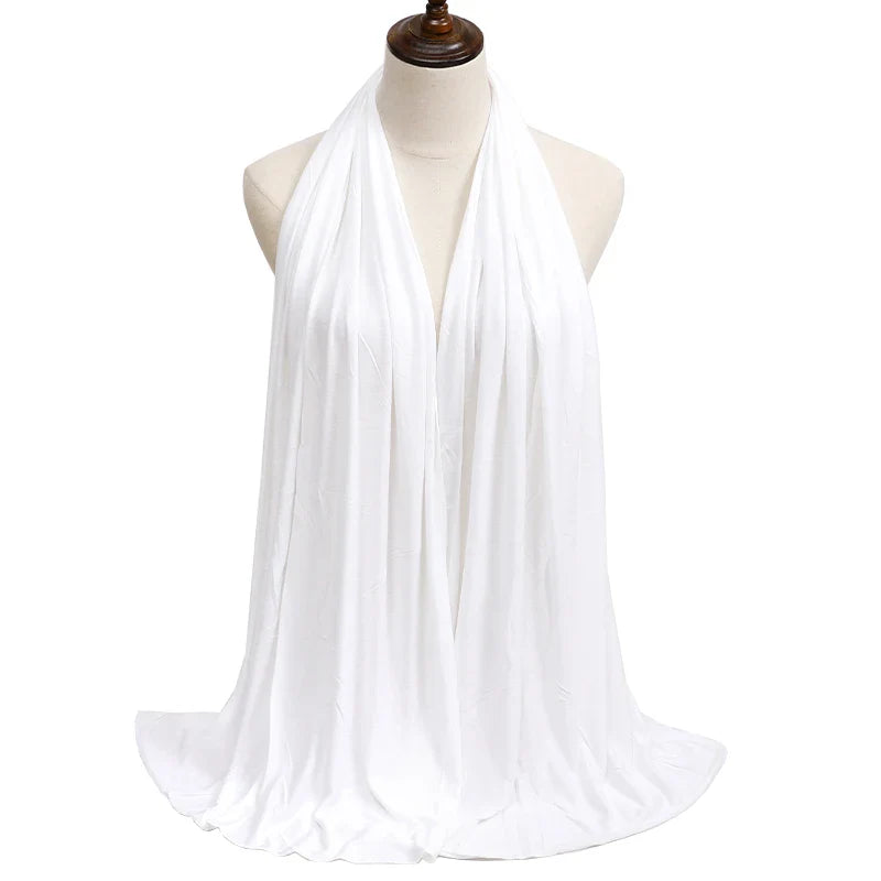 Women's Modal Cotton Jersey Hijab - Soft Solid Color Muslim Headscarf for Ramadan & Everyday Wear