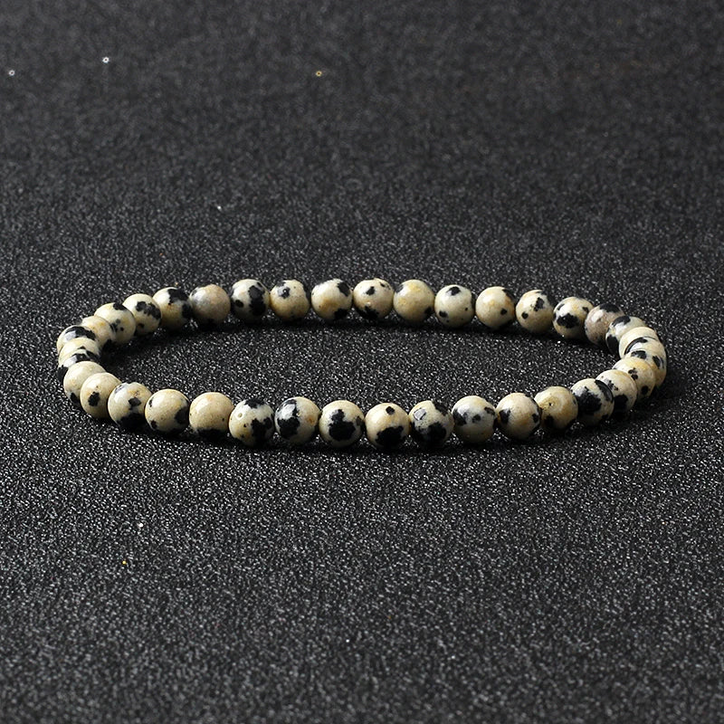 4mm Natural Stone Bead Stretch Bracelet for Men & Women – Agate Lava Handmade Reiki Crystal Jewelry
