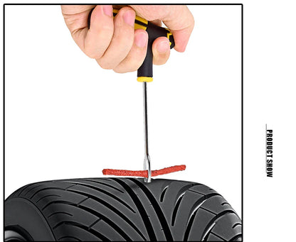 Car & Motorcycle Tire Repair Kit – Tubeless Tyre Puncture Plug Set with Rubber Strips for Truck & Vacuum Tire Repairs