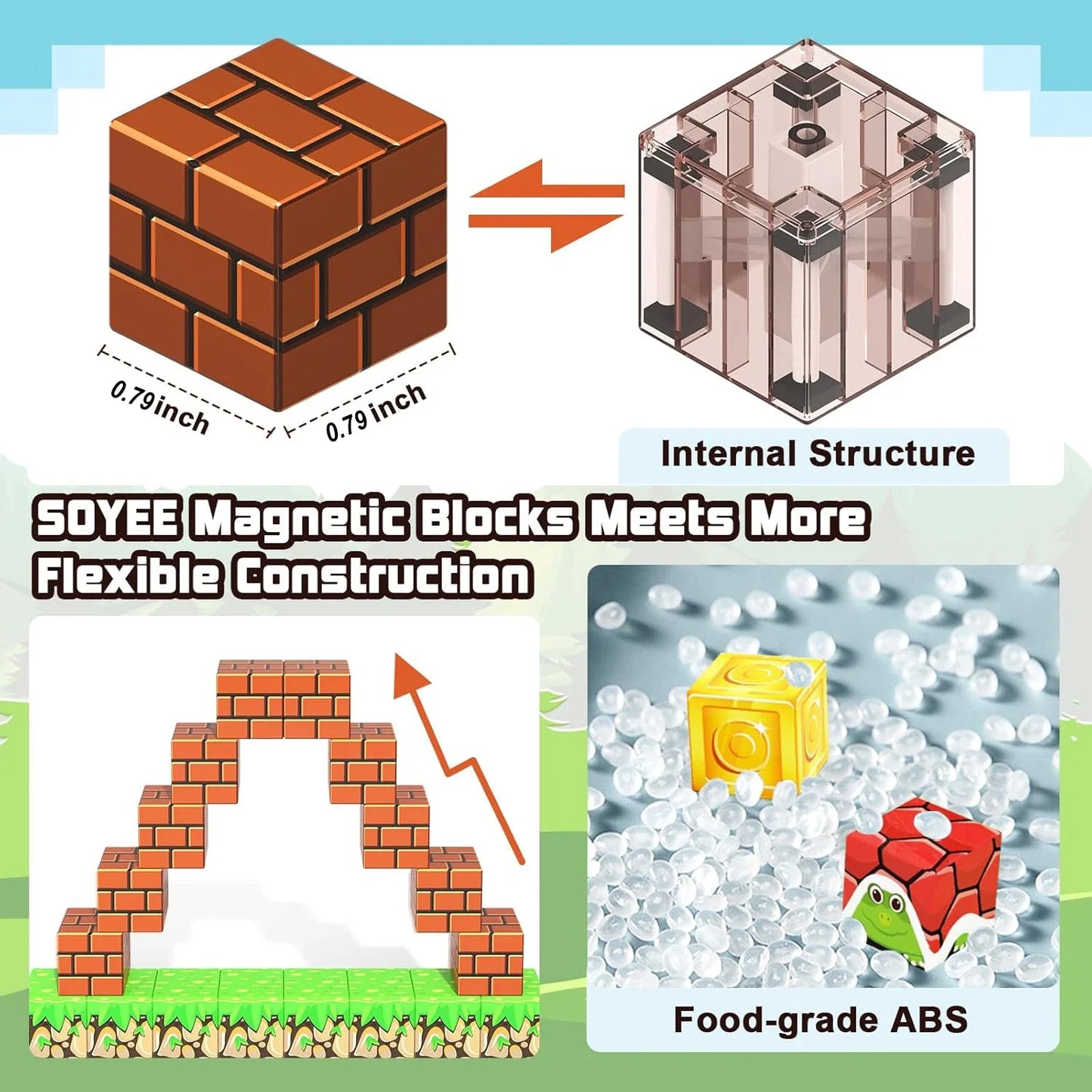 DIY Magnetic Building Blocks Set – Mine World Cube Magnets, STEM Construction Toy for Boys & Girls, Montessori Sensory Gift