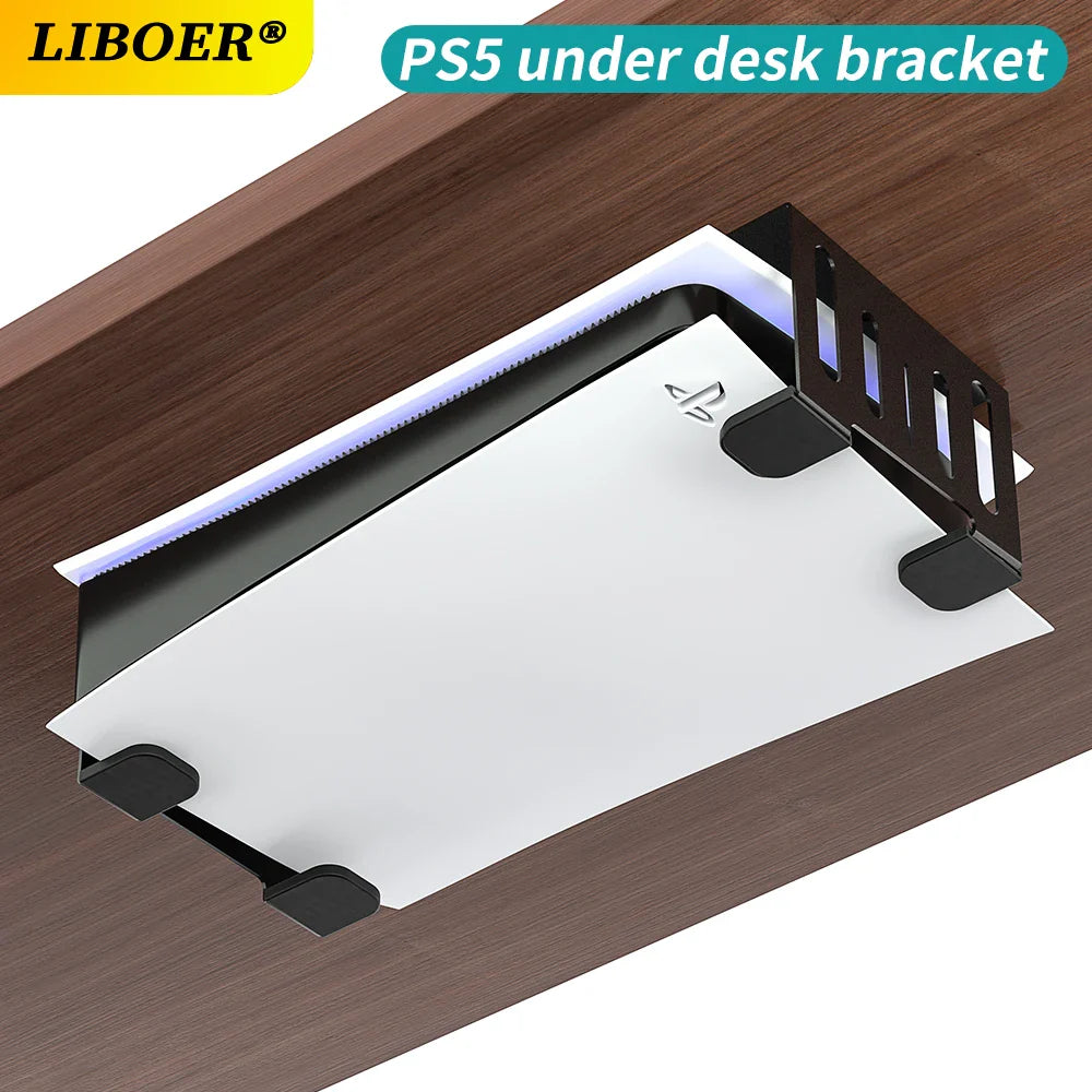 Under Desk Holder Stand for PS5 Console – Stealth Horizontal Mount Bracket for Disc & Digital Versions, Fast Delivery