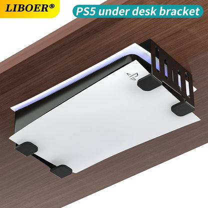 Under Desk Holder Stand for PS5 Console – Stealth Horizontal Mount Bracket for Disc & Digital Versions, Fast Delivery