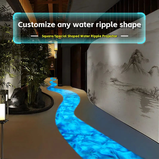 Square Water Ripple Projector Light – Dynamic Ripple Effect LED Logo Projection Lamp for Indoor, Outdoor, Corridor & Atmosphere Lighting Waterproof Decorative Light