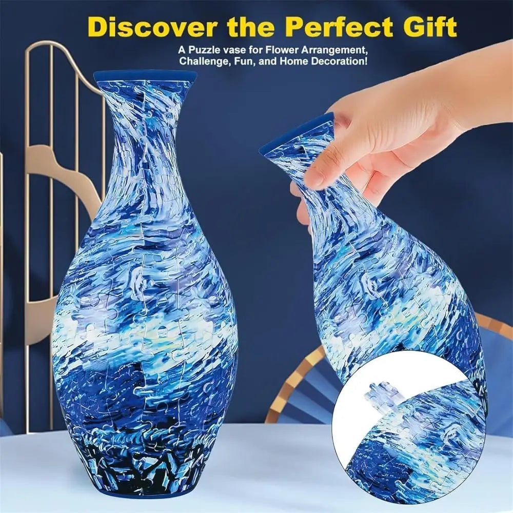 160-Piece 3D Curved Plastic Puzzle — Flower Vase DIY Art Puzzle for Home Decor, Flower Arrangements & Housewarming Gifts