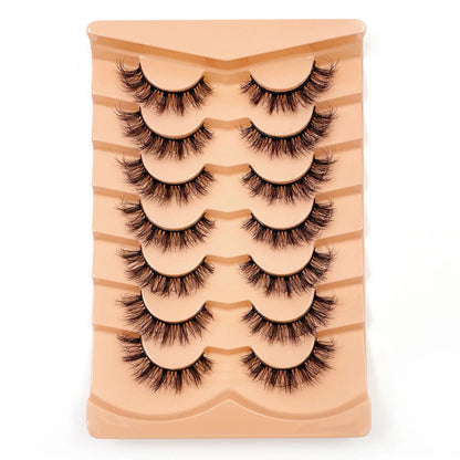 7 Pairs 3D Mink Fur False Eyelashes – Thick Short Dramatic Natural Look Makeup Lashes Wholesale