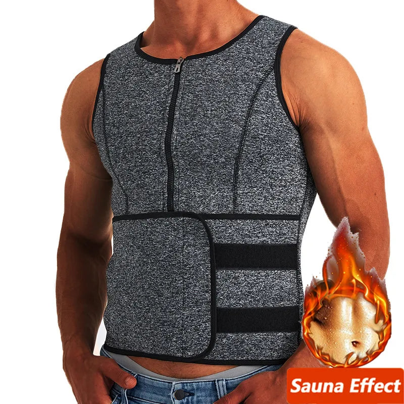 Men's Sauna Suit Sweat Vest: Body Shaper Waist Trainer for Weight Loss - Fat Burner Workout Tank Tops