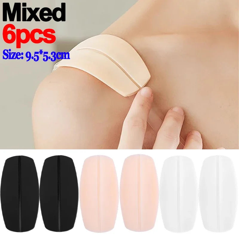2/6PCS Silicone Anti-Slip Bra Strap Pads – Soft Shoulder Cushions for Women Pain Relief