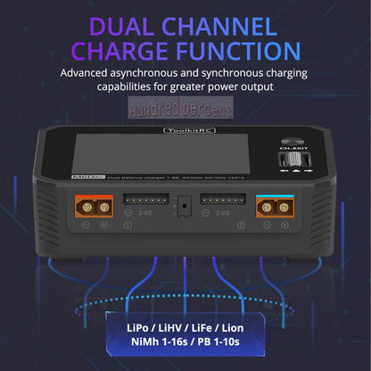 NEW ToolkitRC M6DAC Dual Channel Smart LiPo Battery Charger – 200W AC, 350W DC, 15A for 1-6S LiHV with 65W PD