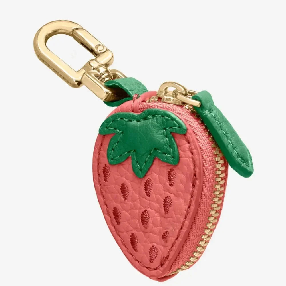 Mini Cherry & Strawberry Coin Purse – Cute PU Leather Keychain Bag for Earphones and Small Storage, Korean Style