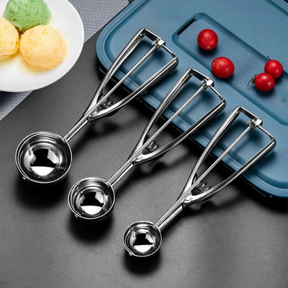 Multi-Style Stainless Steel Ice Cream Scoop Ball Digger – Ice Cube Mold & Kitchen Tool for Easy Release and Home Use