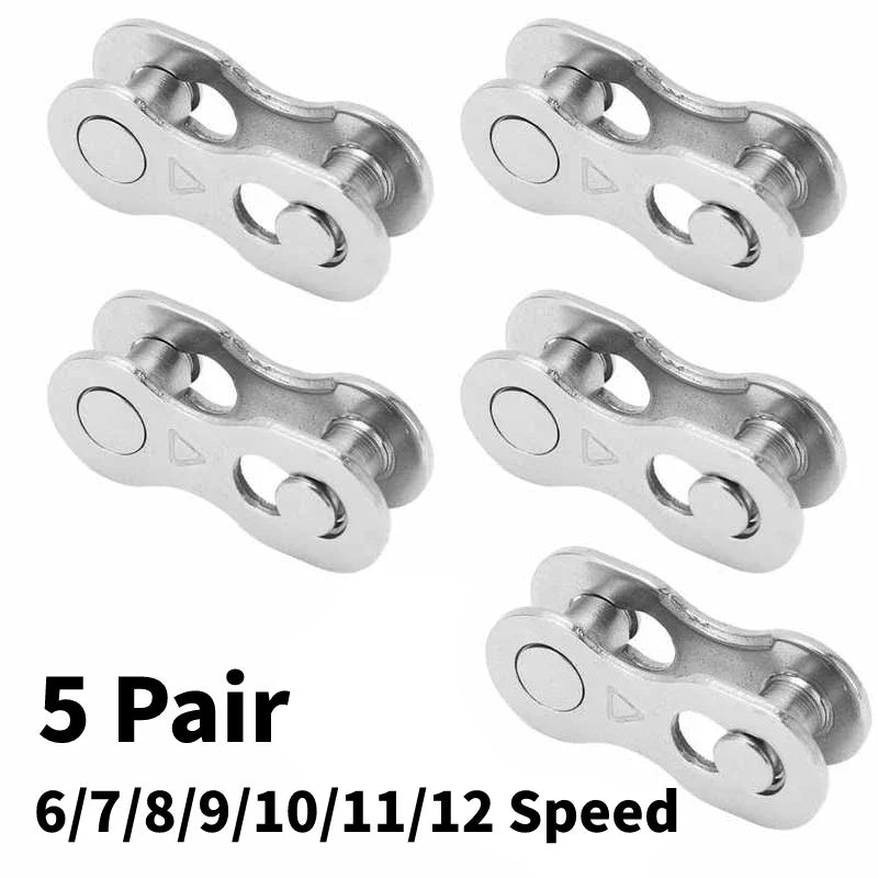 5 Pairs Bicycle Chain Quick Link Connectors – 1-12 Speed Road Bike Master Link Buckle for Cycling Parts