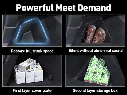 Tesla Model Y Berlin/Austin 2022-2025 Trunk Side Storage Bins – TPE Cargo Organizer with Carpet Lids
