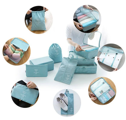 7 Piece Travel Bag Organizer Set - Luggage & Clothing, Shoes, Blanket Packing Cubes & Pouches