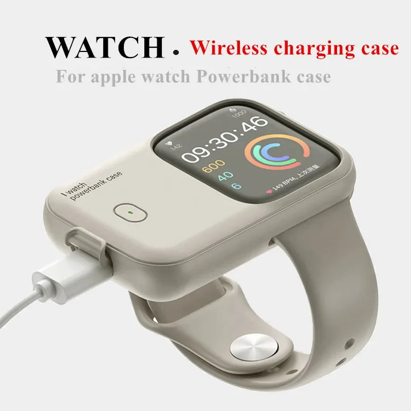 Portable Wireless Charger Power Bank – 1200mAh for Apple Watch 8, 7, 6, 5, 4, SE, Ultra, Fast Charging Case