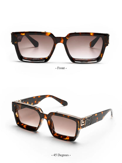 Ruiao Retro Black Millionaire Sunglasses – Luxury Square Designer Shades for Men & Women (2024)