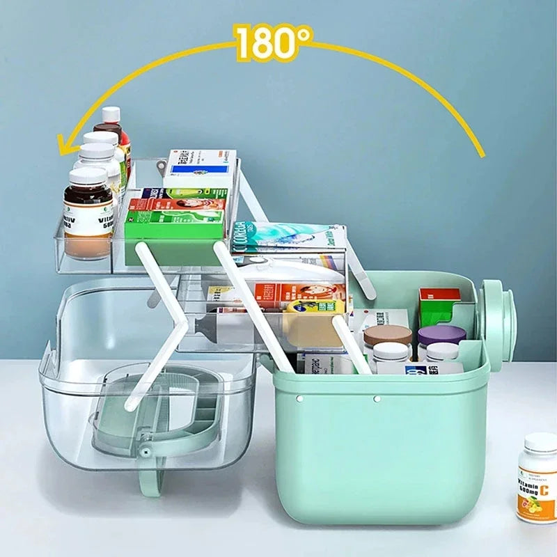 Large Capacity Family Medicine Organizer Box – Portable Plastic First Aid Kit & Home Medicine Storage Organizer
