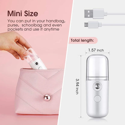 30ml Mini Humidifier – Portable and Rechargeable Facial Steamer, Wireless Nano Personal Face Hydrating Sprayer, Cool Mist Maker