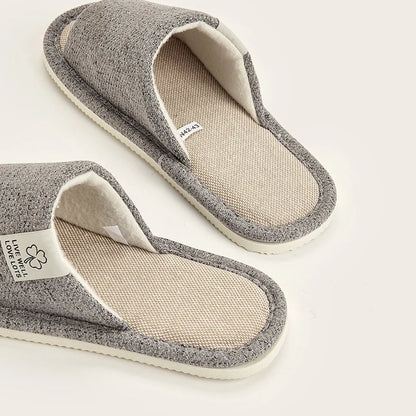 Home Linen Slippers for Men – Comfortable Open-Toed and Breathable for Spring and Autumn – Bedroom Slippers for Men and Women