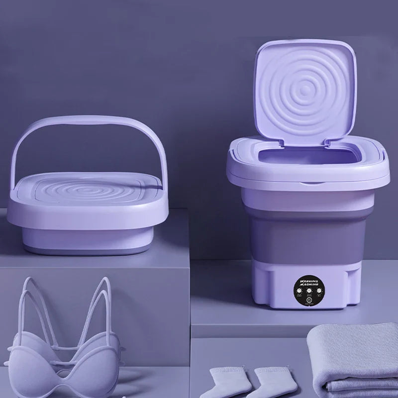8L Portable Small Foldable Washing Machine with Spin Dryer - Ideal for Socks, Underwear, Panties, Household Mini Washer