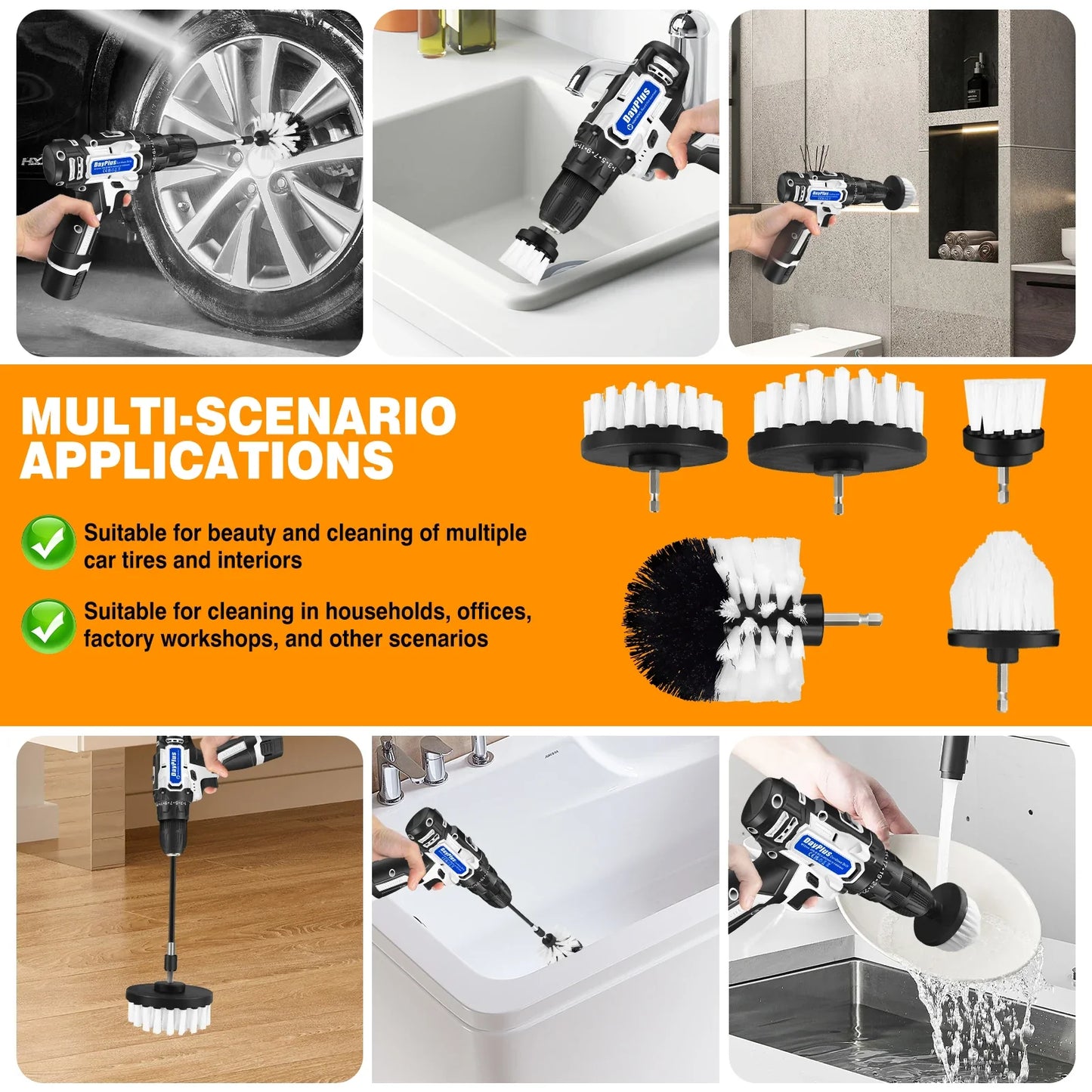 Cordless Drill Brush Kit - All-Purpose Electric Spin Scrubber & Cleaning Brush for Drilling and Cleaning Tasks
