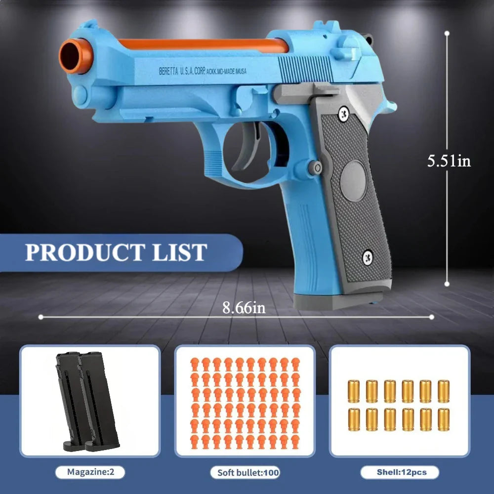 SIG17 Shell Ejecting Toy Gun – Blowback Soft Bullet Pistol with Continuous Firing Action for Kids Gift
