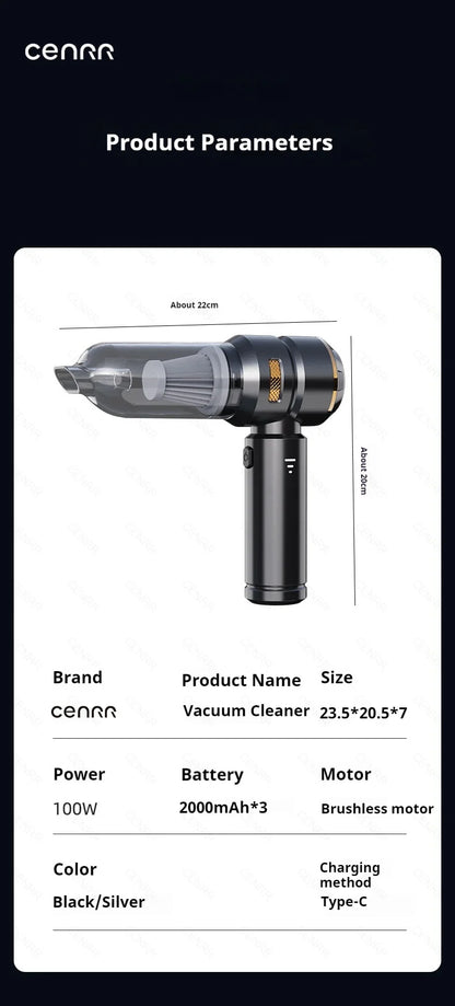 CENRR 998000PA Wireless Car Vacuum Cleaner – Powerful Portable Handheld Auto Cleaning Tool & Car Accessory