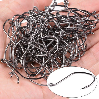10pcs Catfish Fishing Hooks – High Carbon Steel Barbed Circle Hooks 6/0–10 V-Sharp Tackle