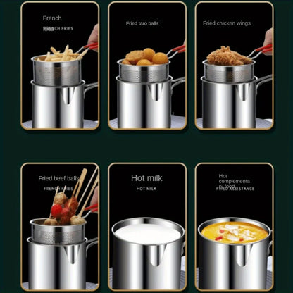 Stainless Steel Fry Basket – Small Tempura & Deep Fry Pot for French Fries & Chicken