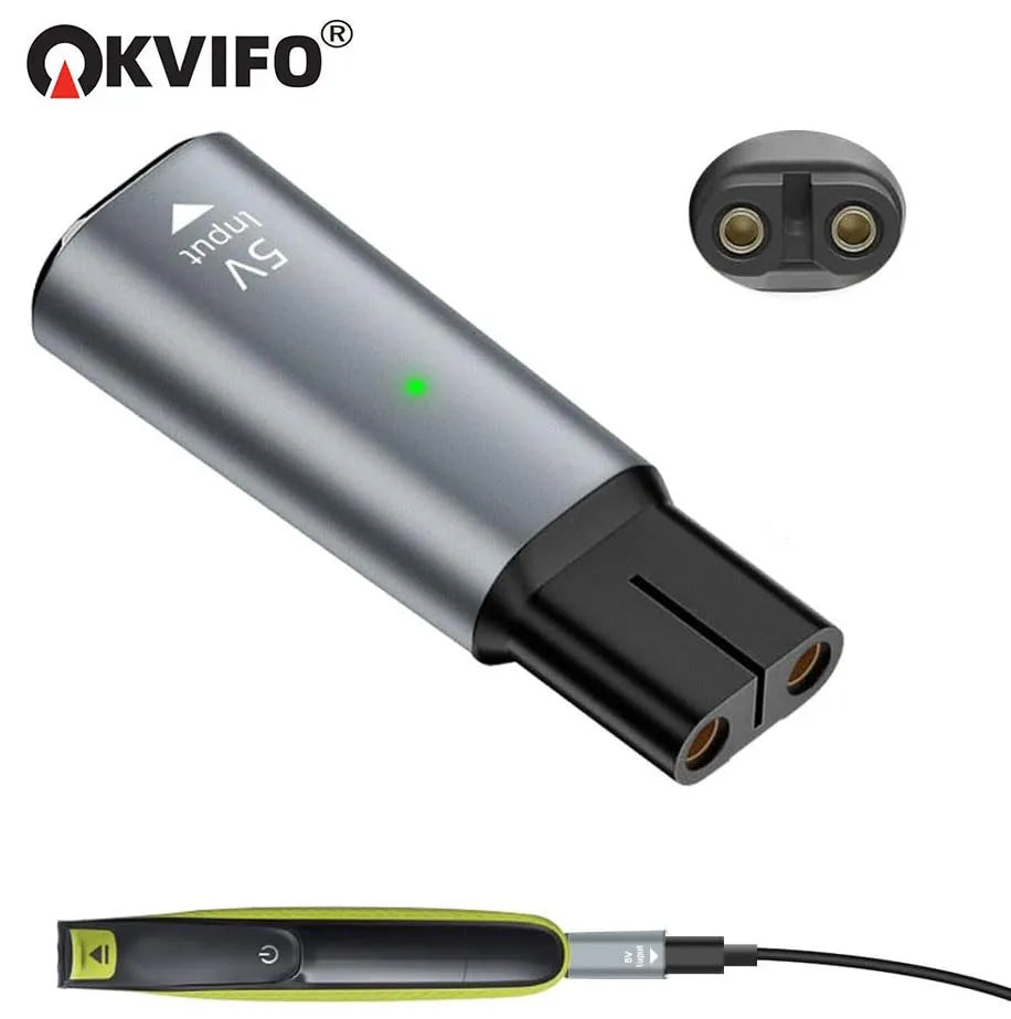 KVIFO 5V Type-C Shaver Adapter Charger Converter – Compatible Charging Cable for Philips OneBlade Beard Trimmer Models QP2724, QP2834, QP1424, QP1924 & QP4631 Power Supply Accessory