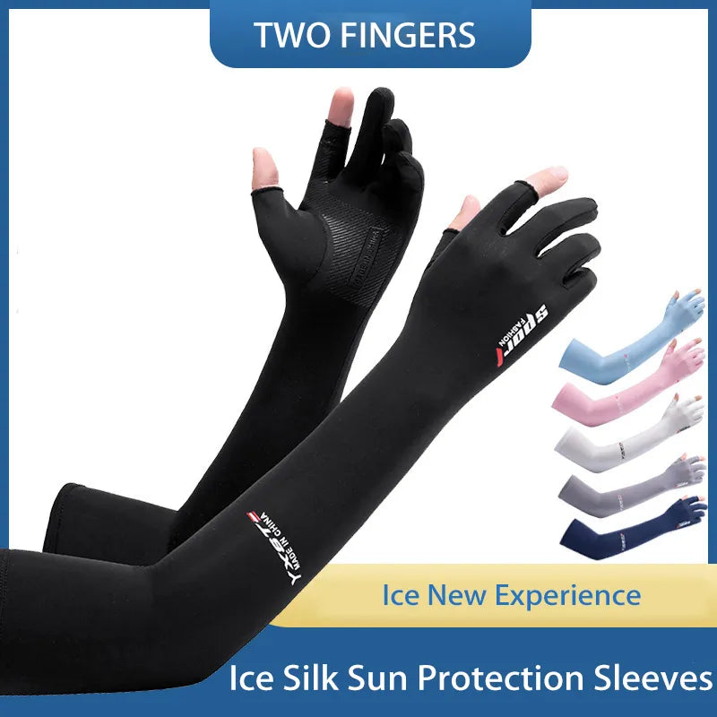 UV Solar Arm Sleeves - Men's Cycling Gloves Hand Long Sleeves, Summer Women's Cool Muff Sun Protection for Motorcyclists and Drivers