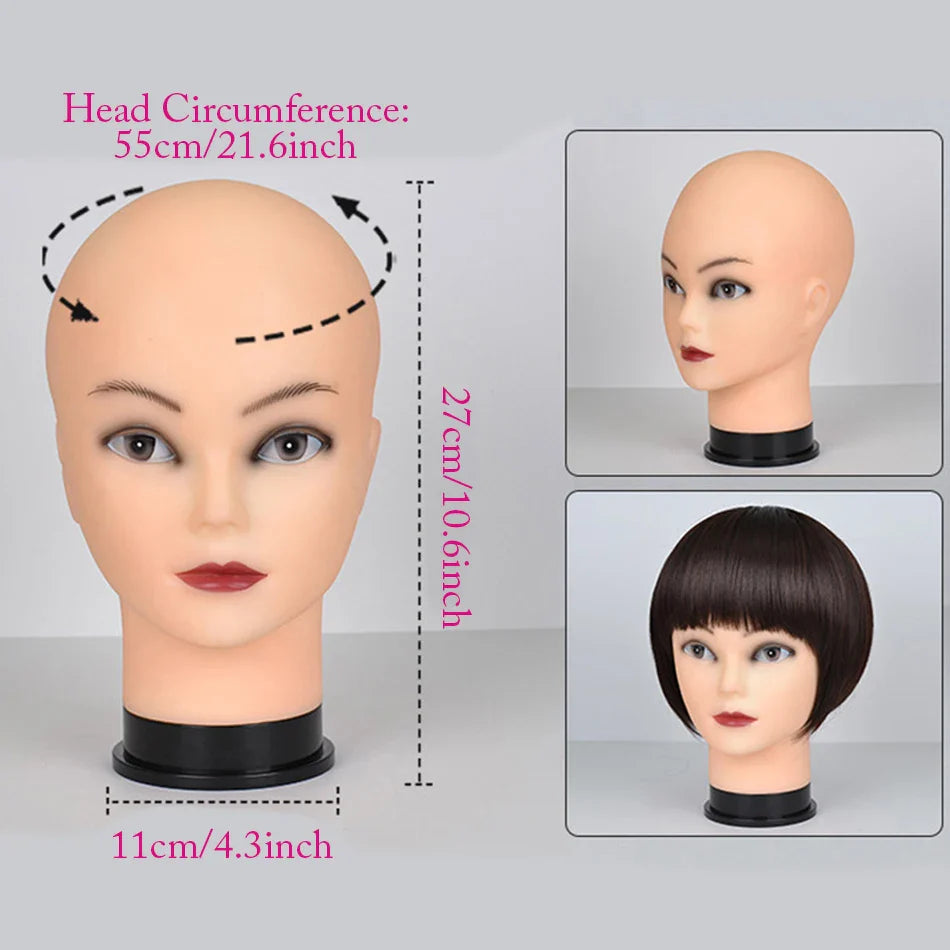 Mannequin Head Wig Stand — Adjustable Tripod Holder for Wig Making, Display, and Cosmetology Training