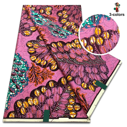Premium Gold Print Pagne Fabric - 100% Cotton African Real Wax Ankara Grand SUP Nigerian Fabric