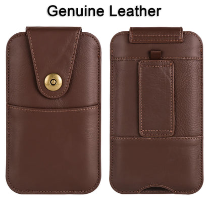Genuine Cow Leather Phone Pouch – Men’s Waist Bag Holster for iPhone 7 to 16 Pro Max