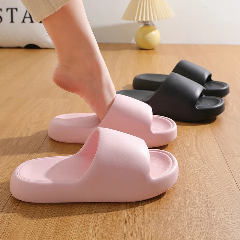 Unisex EVA Non-Slip Pillow Slides – Soft Sole Cloud Slippers for Bathroom, Home & Beach Comfort Platform Sandals