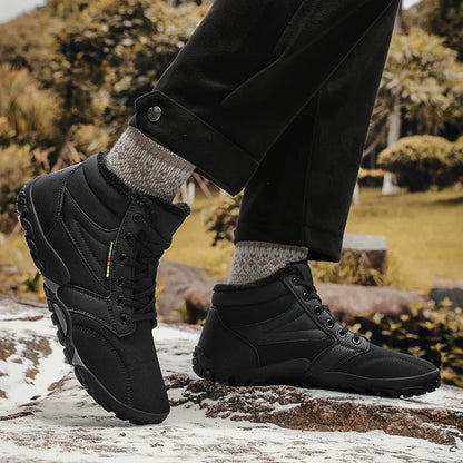 Men's Winter Snow Boots – Warm Fur Lined, Non-Slip Barefoot Outdoor Ankle Sneakers, Lightweight Hiking Shoes, Plus Size