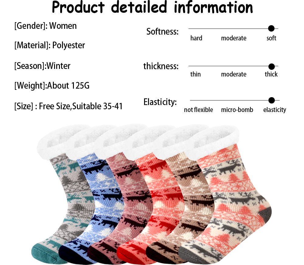 Winter Plush Women’s Non-Slip Floor Socks – Fuzzy Soft Penguin, Deer, Elk & Bear Slippers, Cozy Christmas Gift