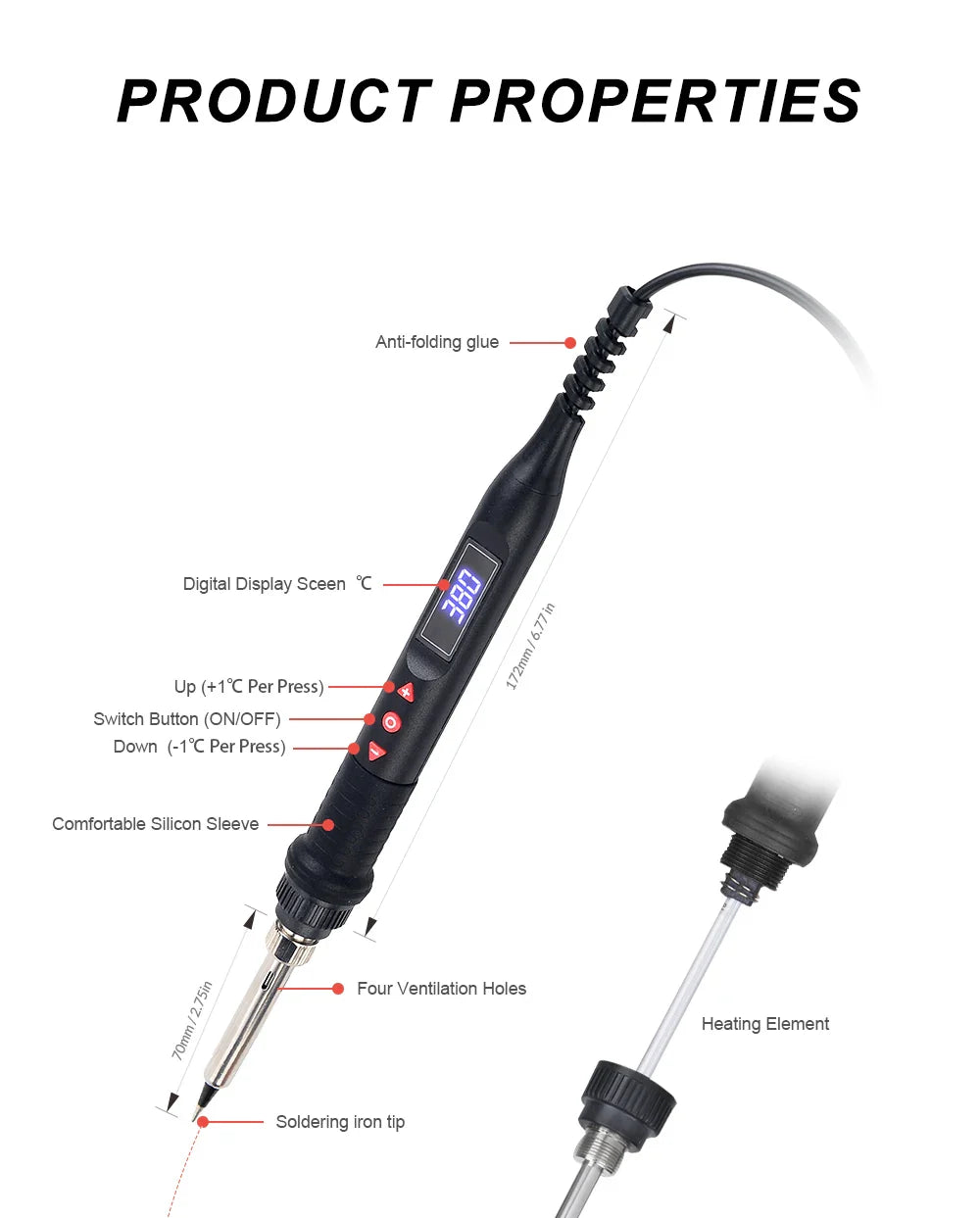 JCD Micro Hot Air Gun 8208 – 750W Soldering & Welding Rework Station, LCD Display All-in-One Heat Gun for BGA & IC Soldering